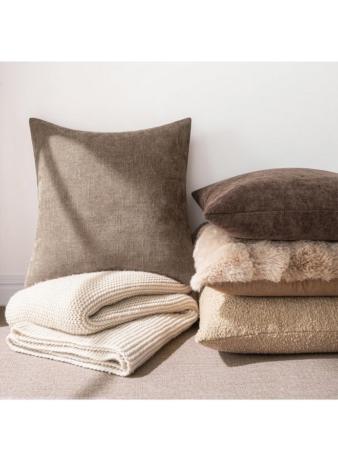 MIULEE MIULEE Pack of 2 Decorative Throw Pillow Covers Soft Chenille Throw Pillows Solid Neutral Farmhouse Textured Cushion Covers for Couch Sofa Bedroom Living Room 18x18 Inch, Taupe Grey  - Image 2
