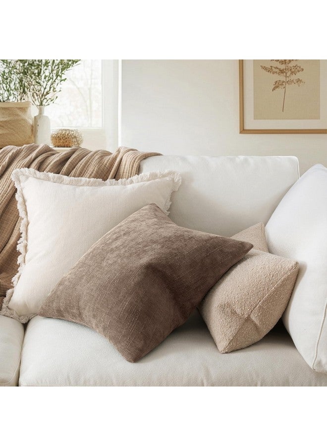MIULEE MIULEE Pack of 2 Decorative Throw Pillow Covers Soft Chenille Throw Pillows Solid Neutral Farmhouse Textured Cushion Covers for Couch Sofa Bedroom Living Room 18x18 Inch, Taupe Grey  - Image 3
