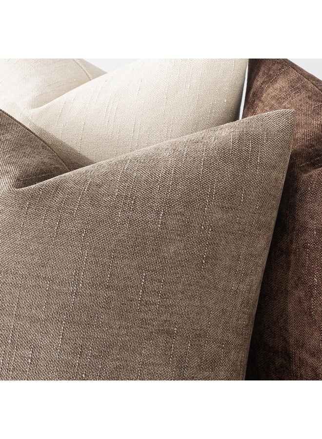 MIULEE MIULEE Pack of 2 Decorative Throw Pillow Covers Soft Chenille Throw Pillows Solid Neutral Farmhouse Textured Cushion Covers for Couch Sofa Bedroom Living Room 18x18 Inch, Taupe Grey  - Image 5