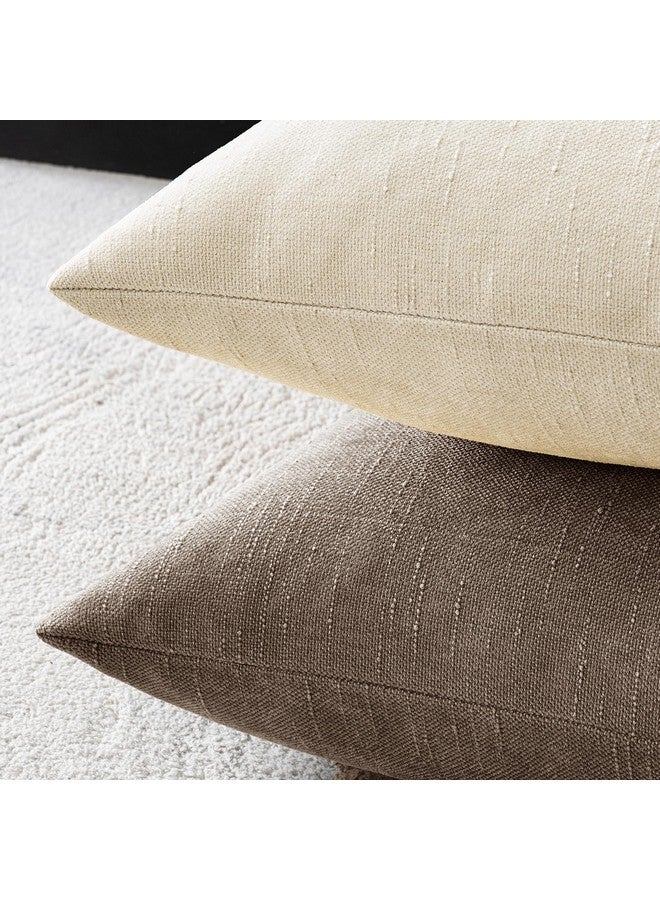 MIULEE MIULEE Pack of 2 Decorative Throw Pillow Covers Soft Chenille Throw Pillows Solid Neutral Farmhouse Textured Cushion Covers for Couch Sofa Bedroom Living Room 18x18 Inch, Taupe Grey  - Image 4