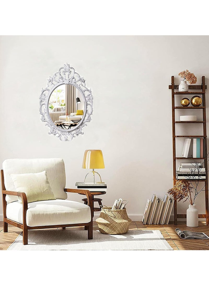 HOME TASTE Modern Design Decorative Wall Mirror With Plastic Frame - Versatile Vanity, Makeup, And Living Room Accent - Perfect For Bathroom, Bedroom, And Home Decor (White, Small)  - Image 3