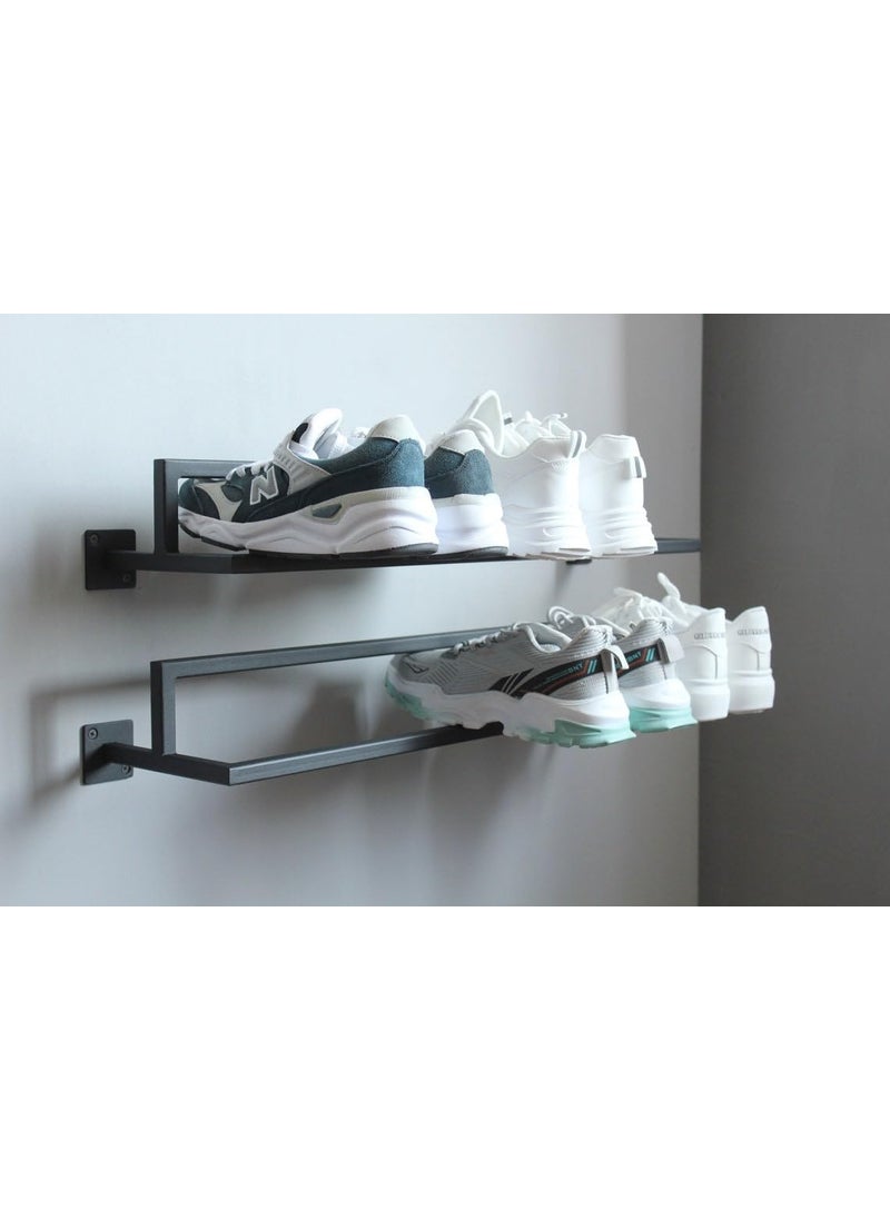 Furnelift Furnelift Metal Wall Mounted Shoe Rack Metal Shoe Rack For Entryway Shoe Stand For Home Set Of 2 Wall Monting Multiuse Storage Shoe Slipper Rack for Footwear Black Finish  - Image 1