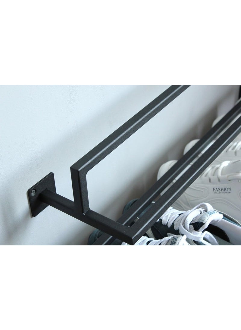 Furnelift Furnelift Metal Wall Mounted Shoe Rack Metal Shoe Rack For Entryway Shoe Stand For Home Set Of 2 Wall Monting Multiuse Storage Shoe Slipper Rack for Footwear Black Finish  - Image 4