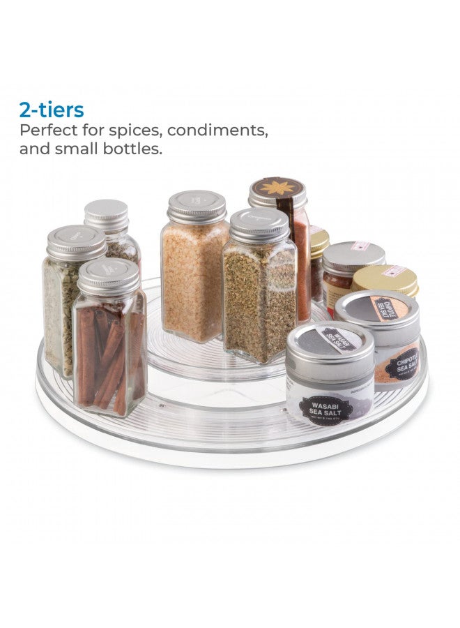 iDesign Linus Lazy Susan Cabinet Turntable - 2-Tier Organizer Tray for Kitchen Pantry or Countertops - 11", Clear - Image 3