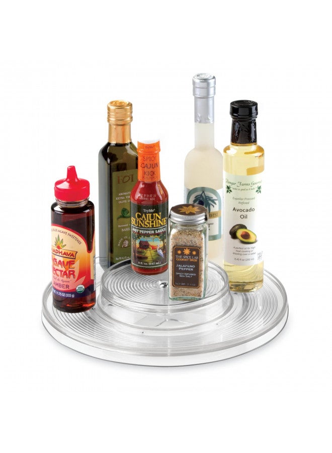 iDesign Linus Lazy Susan Cabinet Turntable - 2-Tier Organizer Tray for Kitchen Pantry or Countertops - 11", Clear - Image 1