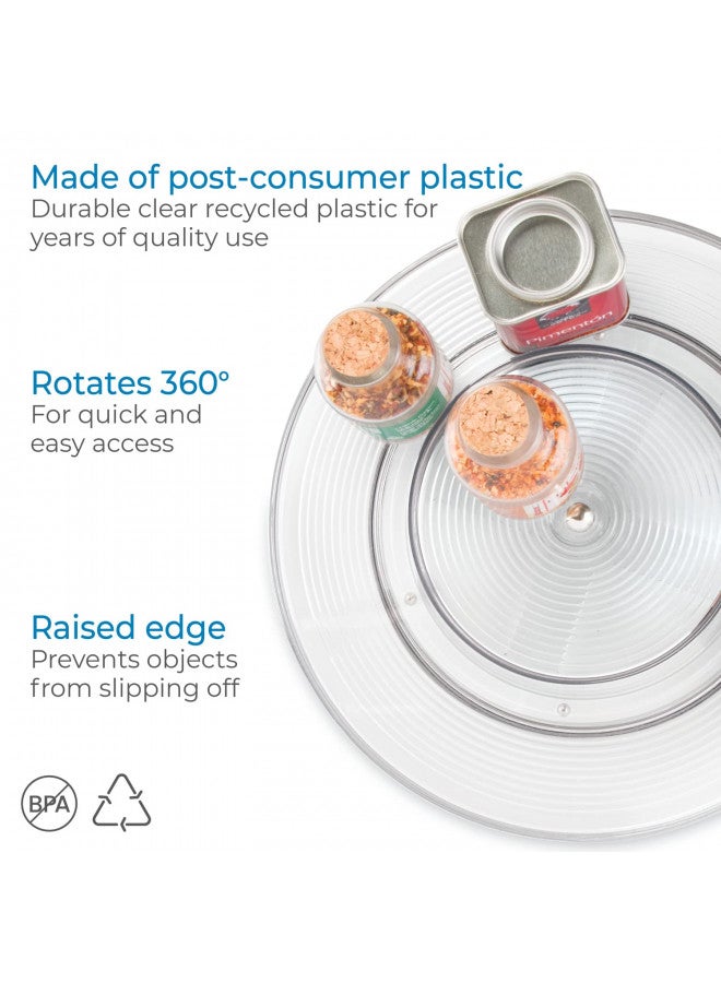 iDesign Linus Lazy Susan Cabinet Turntable - 2-Tier Organizer Tray for Kitchen Pantry or Countertops - 11", Clear - Image 4
