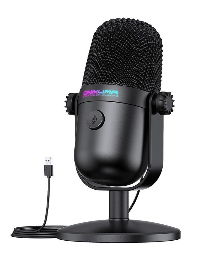 ميكروفون ONIKUMA M830 USB كوندنسر – للألعاب والبث المباشر والتسجيل مع إلغاء الضوضاء وإضاءة RGB وتقنية القلب الاتجاهي، توصيل وتشغيل للكمبيوتر - Image 1