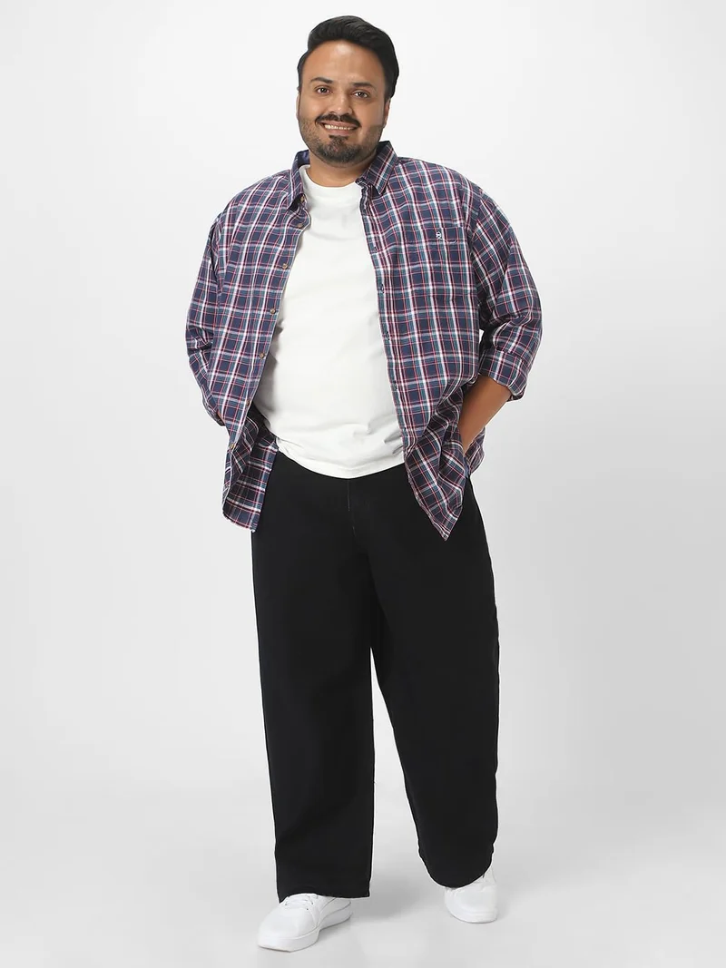 Urbano Fashion  Urbano Plus Men's Black Loose Fit Washed Jeans Non-Stretchable  | Best Price UAE