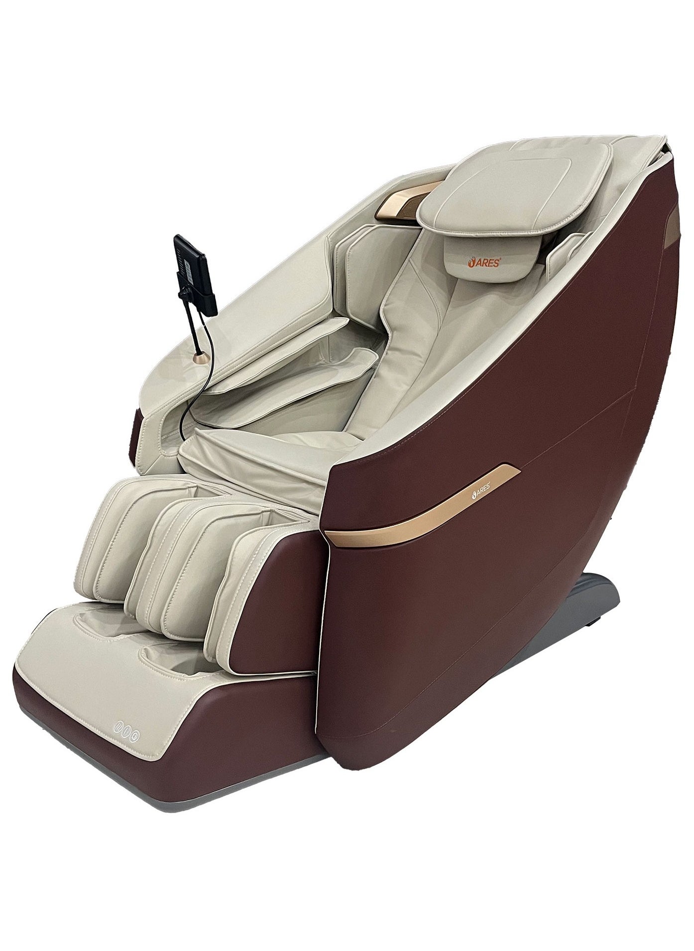 uClass Massage Chair, Magnetic Massage Mechanism, 22 Auto Programs, Waist and Leg Heating Therapy, Intelligent Voice Control, 3 Zero Gravity Position, Bluetooth Speakers - Beige And Brown 