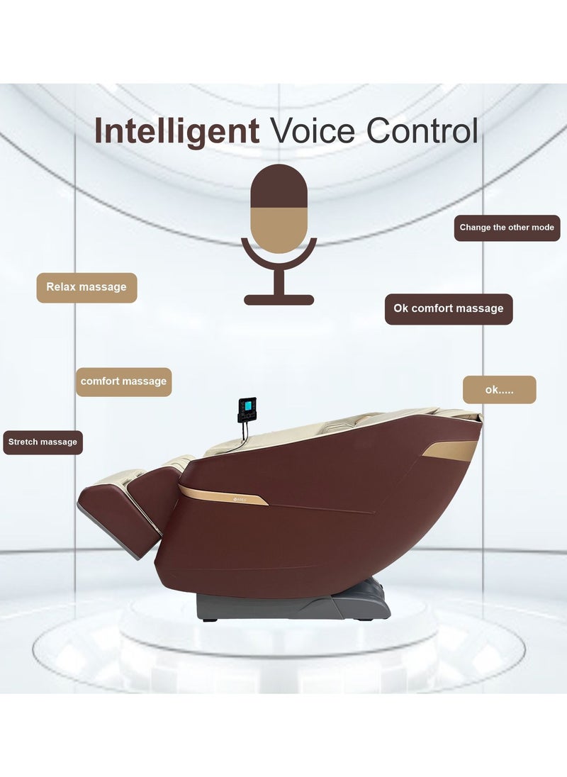 ARES uClass Massage Chair, Magnetic Massage Mechanism, 22 Auto Programs, Waist and Leg Heating Therapy, Intelligent Voice Control, 3 Zero Gravity Position, Bluetooth Speakers - Beige And Brown  - Image 5