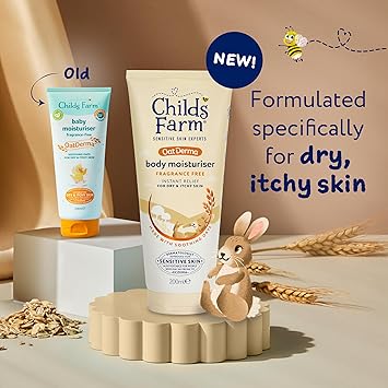 Childs Farm OatDerma Body Moisturiser Fragrance Free Soothing Hydration Sensitive Skin Emollient Baby Kids 200ml - Image 2