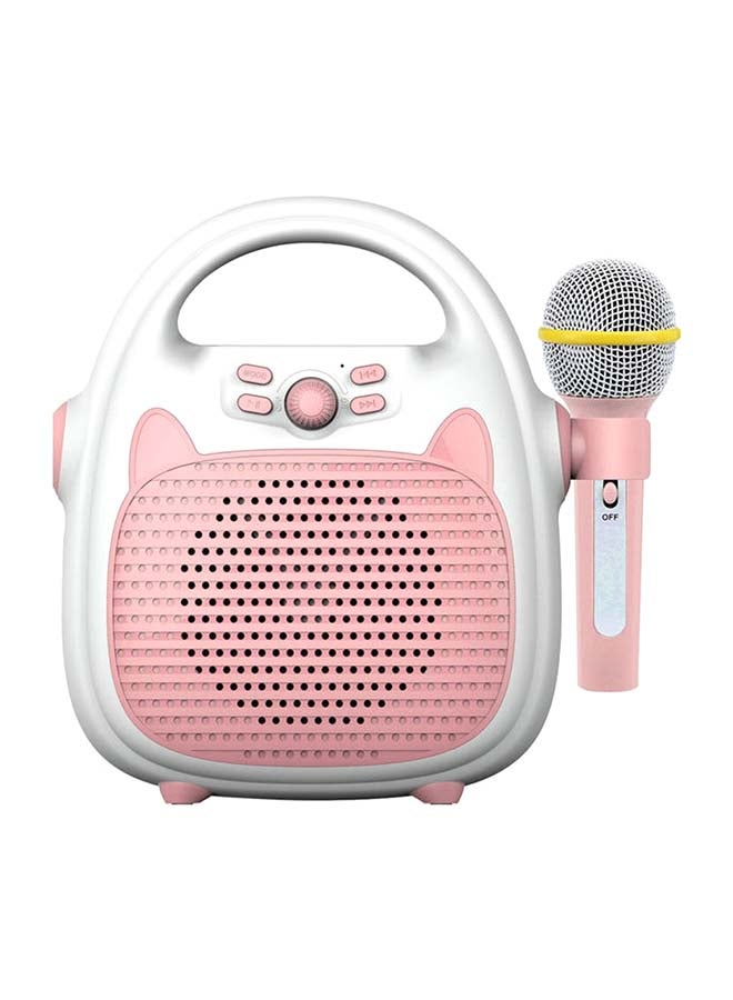 Rechargeable Portable Karaoke Speaker With Microphone I7795P-A Pink/White - Image 1
