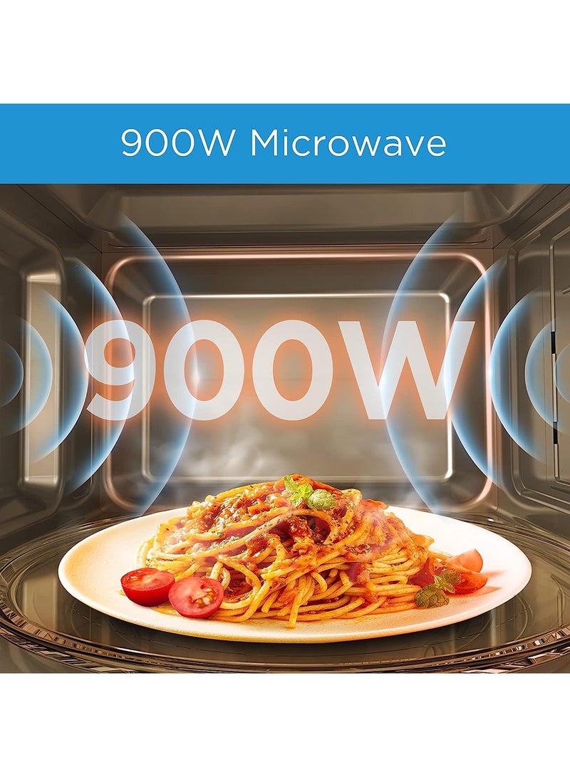 Midea Solo Digital Microwave Oven with 5 Power Levels & 8 Auto Menus,Child-Safety-Lock, Fast Reheat, Pull Open Door Handle, Cooking End Signal, Good for Home & Office, EM9P032MX 29 L 900 W EM9P032MX Silver - Image 2
