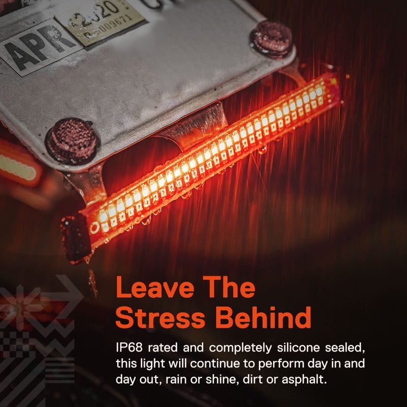 ONLINE LED STORE TRUE MODS 1pc 8" LED Motorcycle Turn Signal & Brake Taillight Strip [Waterproof] [Dual Row] [RED Tail & Brake] [AMBER Sequential Blinker] Self Adhesive Surface Mount Flexible Lamp for ATV Dirt Bike - Image 5