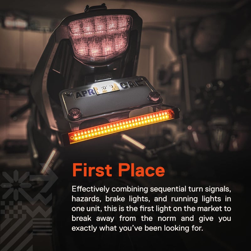 ONLINE LED STORE TRUE MODS 1pc 8" LED Motorcycle Turn Signal & Brake Taillight Strip [Waterproof] [Dual Row] [RED Tail & Brake] [AMBER Sequential Blinker] Self Adhesive Surface Mount Flexible Lamp for ATV Dirt Bike - Image 2