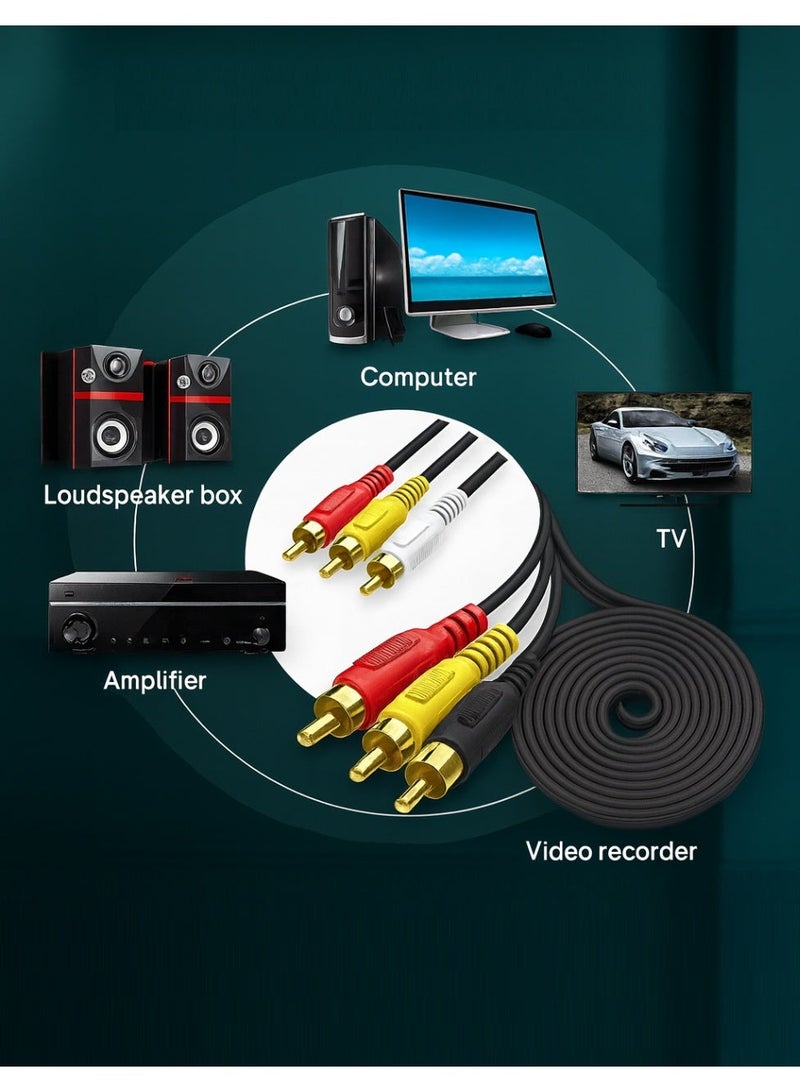 Matrix 3RCA to 3RCA Gold-Plated Audio/Video Cable – 3 Meter - Image 2