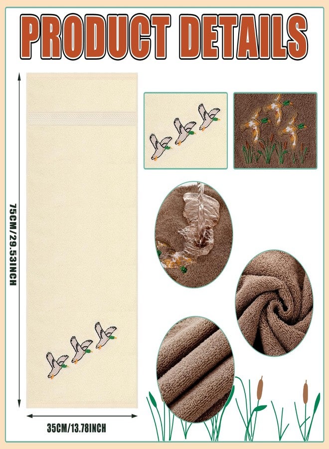 Mindsoft مناديل يد من قماش القطن مطرزة على شكل بطة مالارد - عبوة من 2 - 14 × 29 بوصة - Image 2
