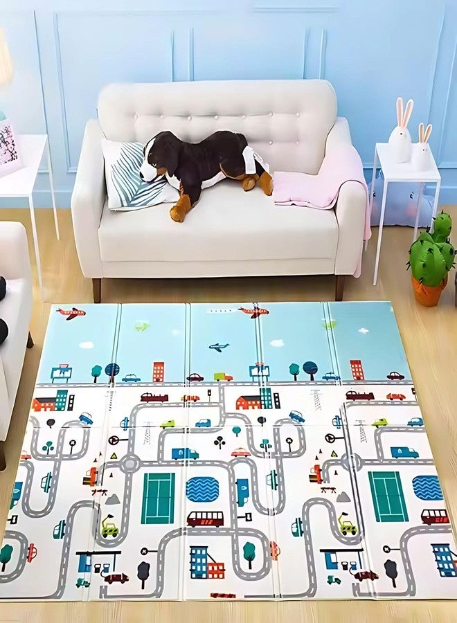 Purvaa Collection Extra Large Reversible Baby Play Mat 6.5x5 ft | Foldable BPA Free Foam Crawling Mat | Waterproof Non-Slip Kids Floor Mat for Learning, Play & Activity (0.6cm Thick, Multicolor) - Image 2