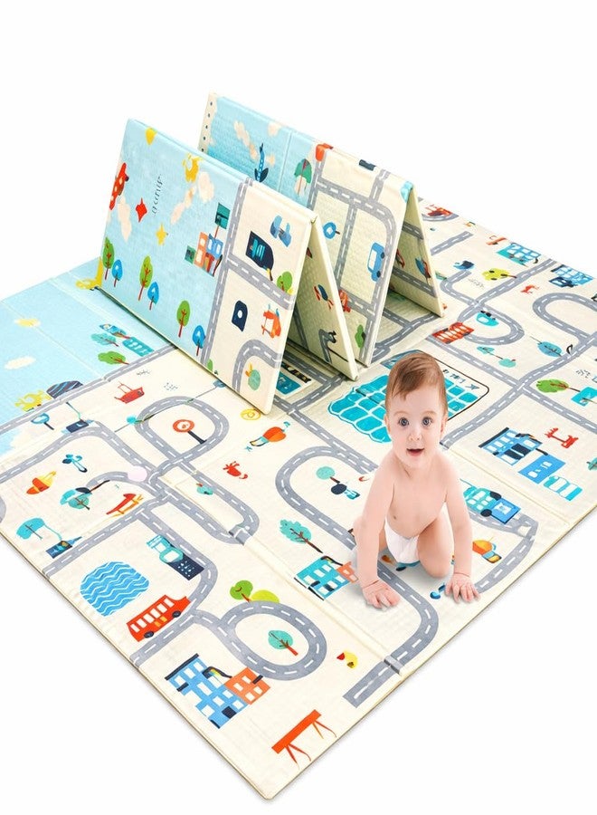 Purvaa Collection Extra Large Reversible Baby Play Mat 6.5x5 ft | Foldable BPA Free Foam Crawling Mat | Waterproof Non-Slip Kids Floor Mat for Learning, Play & Activity (0.6cm Thick, Multicolor) - Image 1