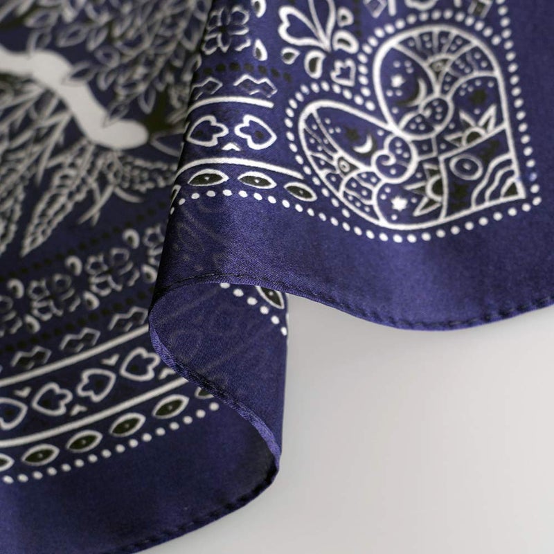MEISEE Pure Mulberry Silk Scarfs Women Small Square Scarf 21" x 21" Breathable Lightweight Neckerchief Printed Headscarf (A-30 Flowers-Blue) - Image 3