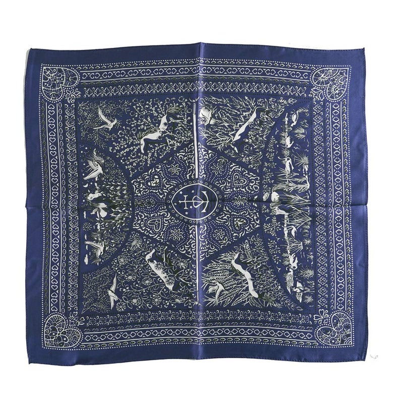 MEISEE Pure Mulberry Silk Scarfs Women Small Square Scarf 21" x 21" Breathable Lightweight Neckerchief Printed Headscarf (A-30 Flowers-Blue) - Image 5