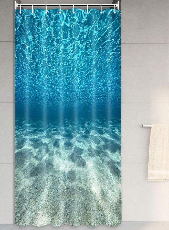 MERCHR Blue Ocean Beach Shower Curtain, Nature Underwater Sea World Scene Bathroom Curtains Waterproof Fabric, 48X72 Inches - Image 1