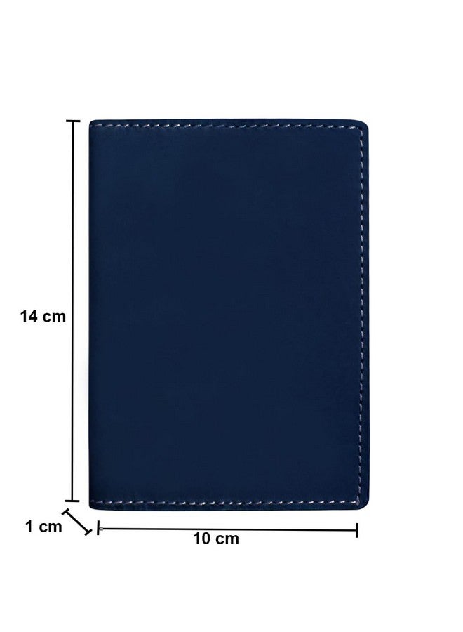 ABYS حافظة بطاقات عمل من الجلد النقي الأزرق||غطاء جواز السفر||محفظة سفر مع 4 فتحات بطاقات - Image 2