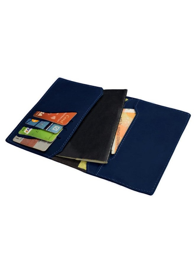 ABYS حافظة بطاقات عمل من الجلد النقي الأزرق||غطاء جواز السفر||محفظة سفر مع 4 فتحات بطاقات - Image 4