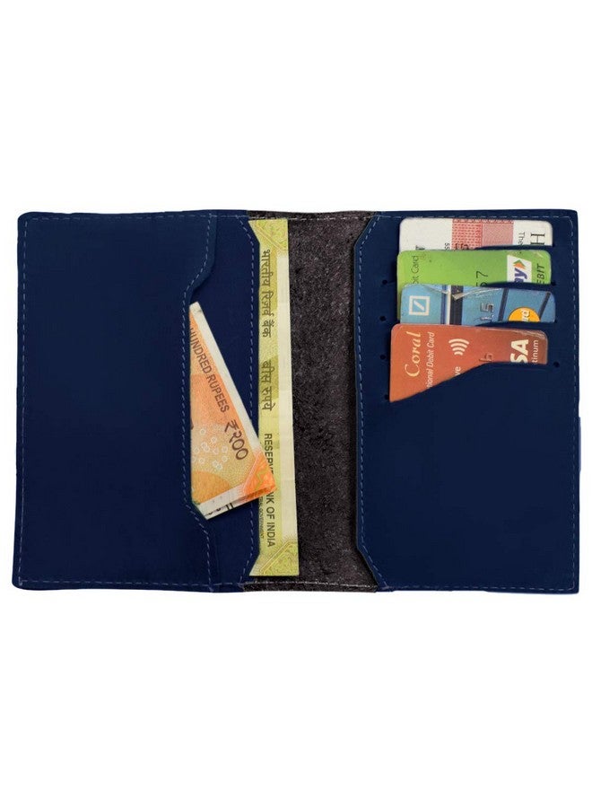 ABYS حافظة بطاقات عمل من الجلد النقي الأزرق||غطاء جواز السفر||محفظة سفر مع 4 فتحات بطاقات - Image 3