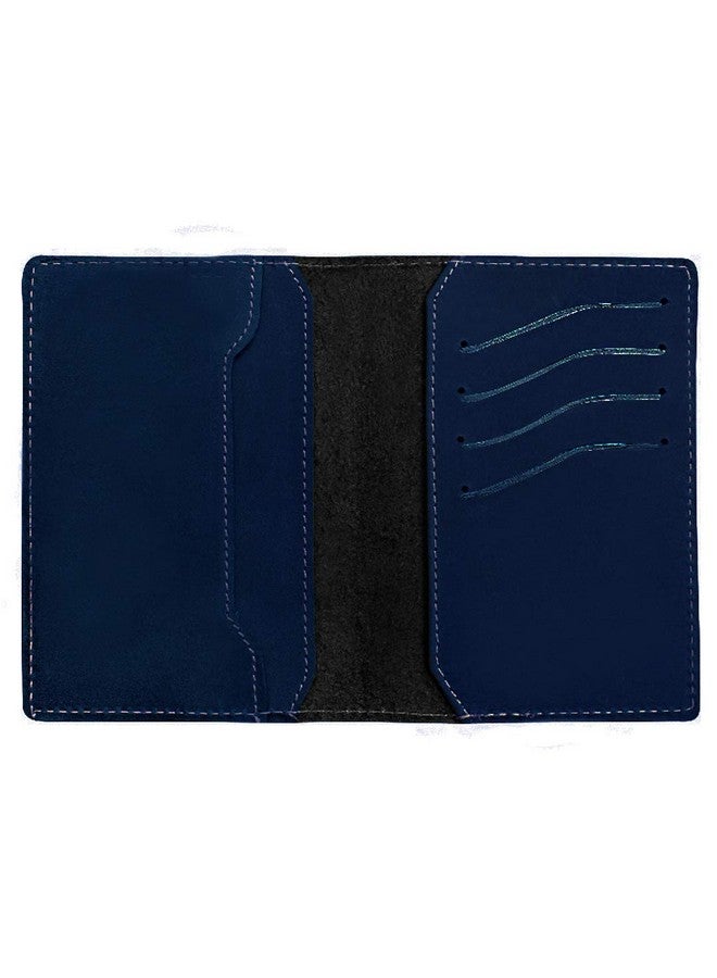 ABYS حافظة بطاقات عمل من الجلد النقي الأزرق||غطاء جواز السفر||محفظة سفر مع 4 فتحات بطاقات - Image 1