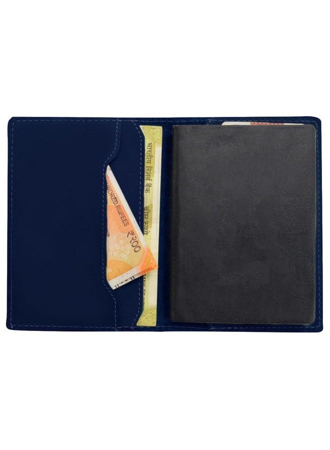 ABYS حافظة بطاقات عمل من الجلد النقي الأزرق||غطاء جواز السفر||محفظة سفر مع 4 فتحات بطاقات - Image 5