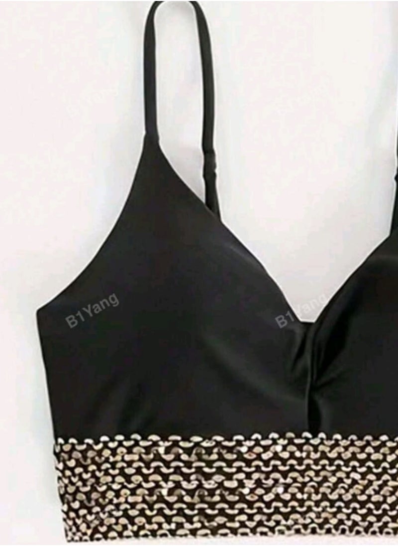 Shein - Black Two-Piece Bikini Set For Women,  Bikini Set For Euro-American Cross-Border Swimming Suit Summer - Image 1