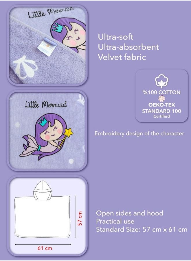 Milk & Moo - Milk&Moo Kids Poncho Little Mermaid Hooded Beach Towels for Kids - Image 1