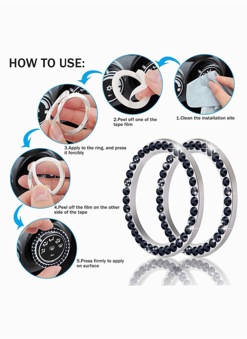 Y&D Crystal Rhinestone Car Engine Start and Stop Decoration Ring 2PCS  - Image 2