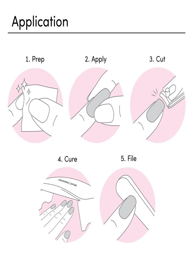 Dashing Diva Glaze Nail Starter Kit - Real Black - Long Lasting, Chip Resistant, Semi-Cured Gel Nail Strips - 7-Piece Manicure Set with 32 Strips and Mini LED Lamp - Image 3