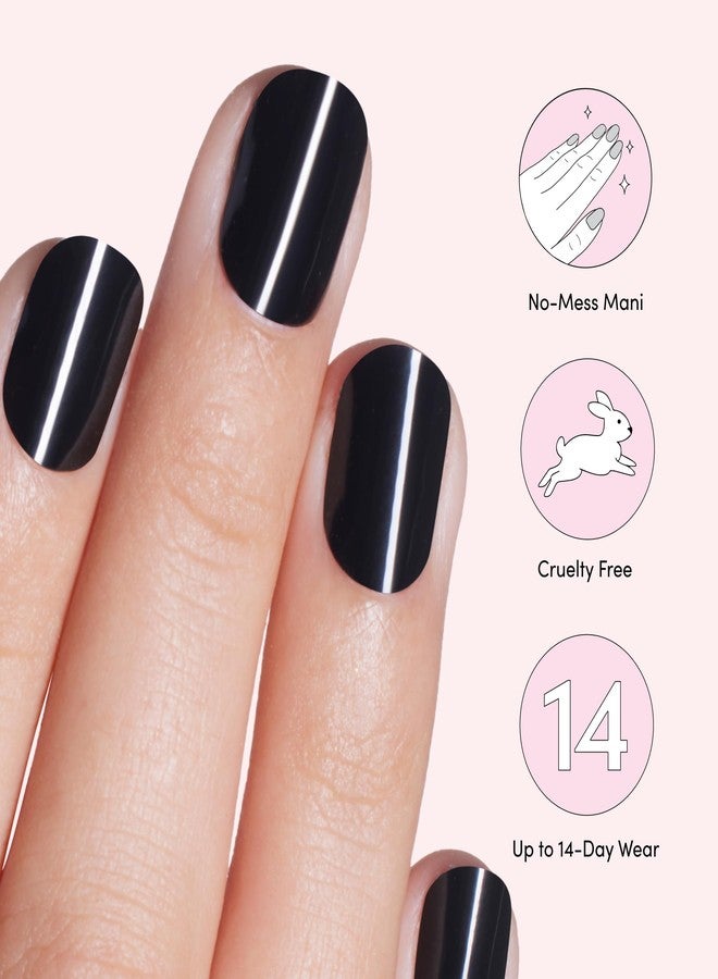 Dashing Diva Glaze Nail Starter Kit - Real Black - Long Lasting, Chip Resistant, Semi-Cured Gel Nail Strips - 7-Piece Manicure Set with 32 Strips and Mini LED Lamp - Image 4