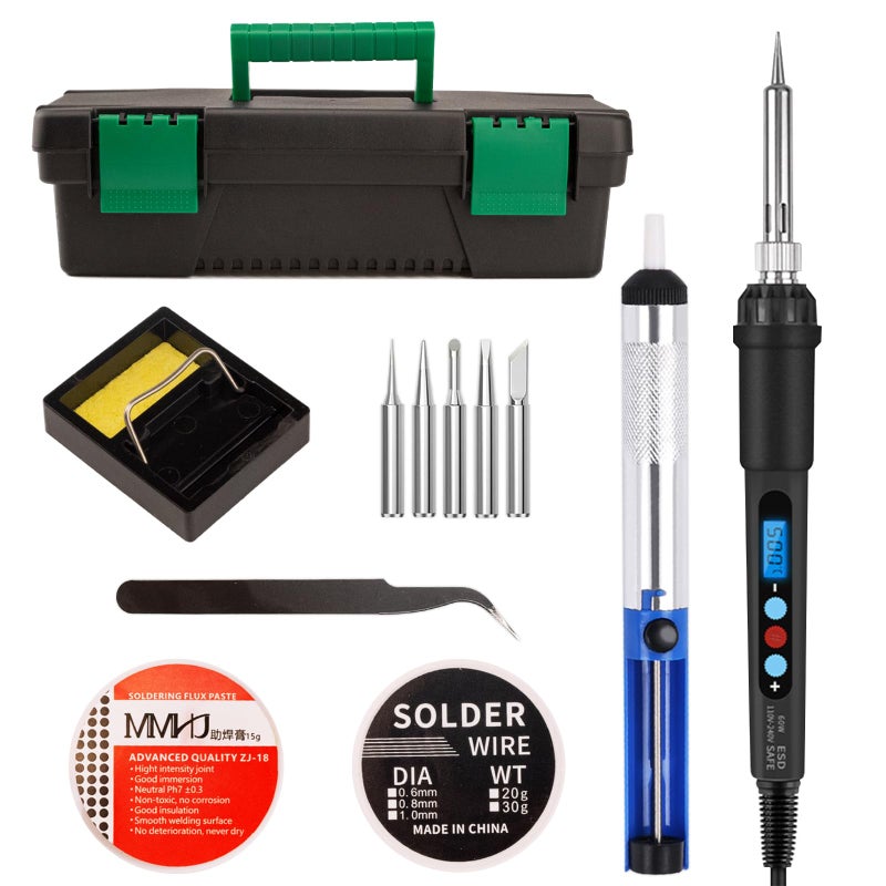 BATALO 60W Soldering Iron Kit with LED Display â€“ Adjustable Temperature 180-500Â°C Welding Tools with Tips, Wire, Flux, Desoldering Pump & Storage Case for DIY Electronics, Metal Repair - Image 1