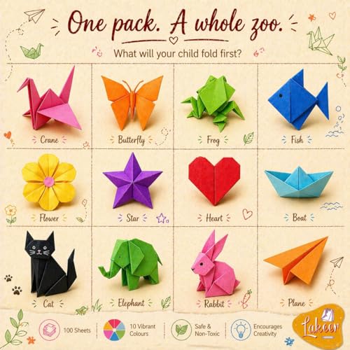 Lakeer Origami Paper 15 cm X 15 cm Pack of 100 Sheets Fluorescent Color Both Side Coloured For Origami, Scrapbooking, Hobby Crafts, Project Work - Image 4