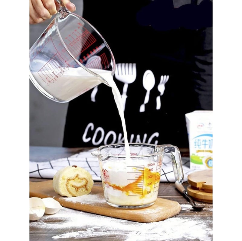 Marinex Glass Measuring Jug 500ml, Durable Heat-Resistant Borosilicate Measuring Jug | Transparent Multi-Purpose Medium Glass Jug | Microwave, Freezer & Dishwasher Safe - Image 3