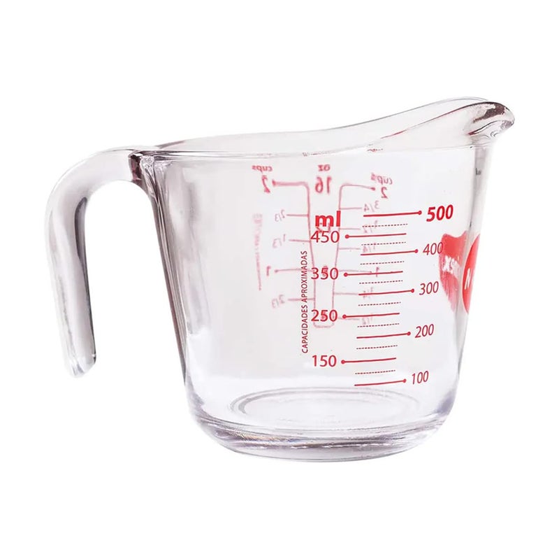 Marinex Glass Measuring Jug 500ml, Durable Heat-Resistant Borosilicate Measuring Jug | Transparent Multi-Purpose Medium Glass Jug | Microwave, Freezer & Dishwasher Safe - Image 1