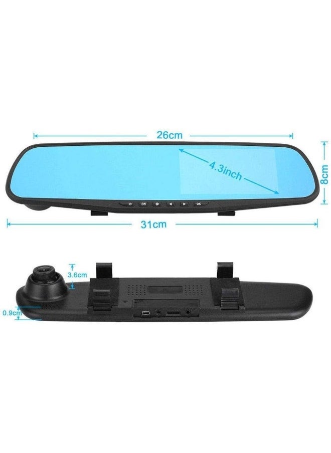 Generic Car Dash Camera 4.3 Inch Full HD 1080P Dual Lens 170 Wide Angle Front and Rear Mirror Mount DVR with G-Sensor Loop Recording Night Vision ST  - Image 3