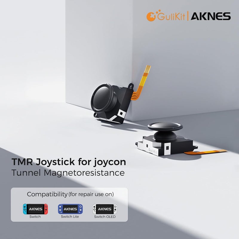 AKNES GuliKit TMR Joysticks Replacement for Switch OLED/Switch/Switch Lite JoyCon Controller, No Drift Magnetic Stick Repair Kit for Joycon, with Repair Tools, 4 Colours Thumb Stick Caps - 1 Pair - Image 2