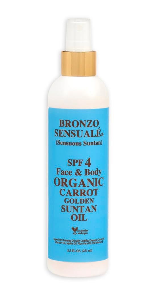 bronzo sensuale Bronzo Sensuale SPF 4 Sunscreen Protective Golden Tanning Organic Carrot Oil 8.5 Ounces 