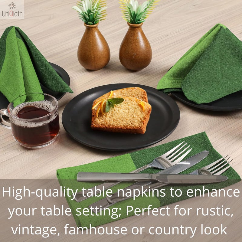 UniQloth Set of 12 Cloth Dinner Napkins 100 Cotton  Soft Durable Washable Reusable  Ideal for Farmhouse Parties Weddings Holidays Hotel Restaurant Events Daily Use Table Dinner Napkins 18x18 Green - Image 5