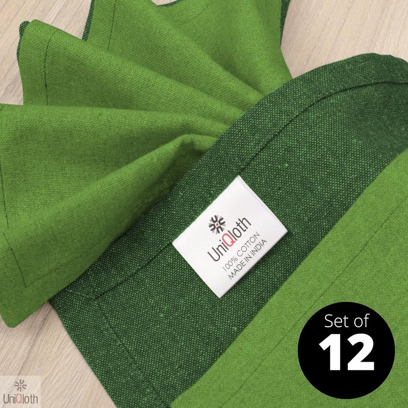 UniQloth Set of 12 Cloth Dinner Napkins 100 Cotton  Soft Durable Washable Reusable  Ideal for Farmhouse Parties Weddings Holidays Hotel Restaurant Events Daily Use Table Dinner Napkins 18x18 Green - Image 2
