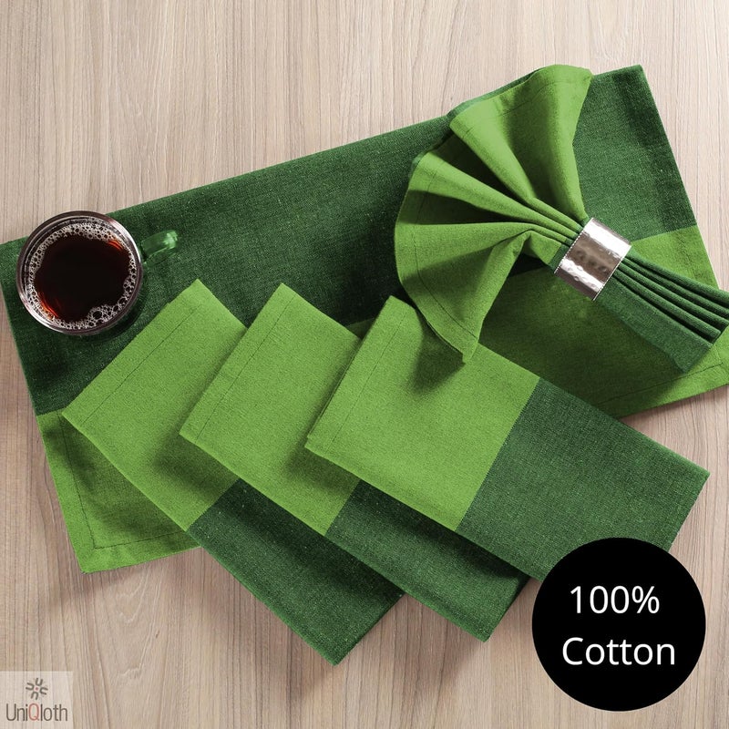 UniQloth Set of 12 Cloth Dinner Napkins 100 Cotton  Soft Durable Washable Reusable  Ideal for Farmhouse Parties Weddings Holidays Hotel Restaurant Events Daily Use Table Dinner Napkins 18x18 Green - Image 3