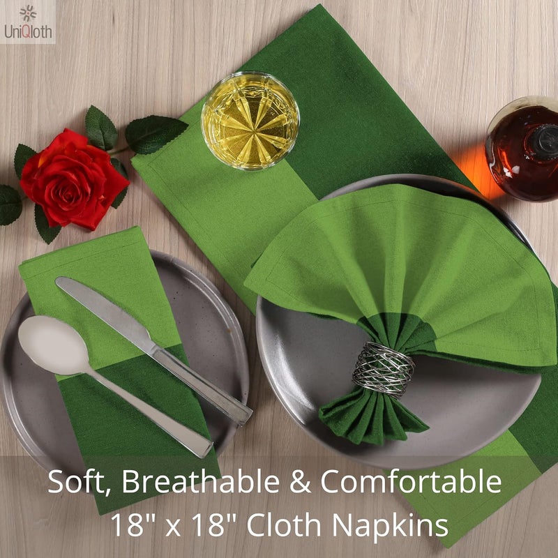 UniQloth Set of 12 Cloth Dinner Napkins 100 Cotton  Soft Durable Washable Reusable  Ideal for Farmhouse Parties Weddings Holidays Hotel Restaurant Events Daily Use Table Dinner Napkins 18x18 Green - Image 4