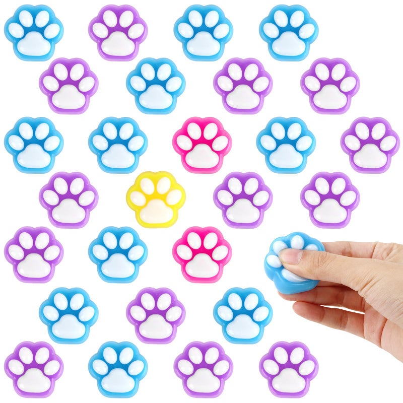 Hxezoc 28 Pcs Mini Squishy Cat Paw Cute Fidget Toys Colorful Mochi Squeeze Stress Squishies for Kids Adults Anxiety Stress Relief Classroom Prizes Birthday Gifts Party Favors Solid Color - Image 3
