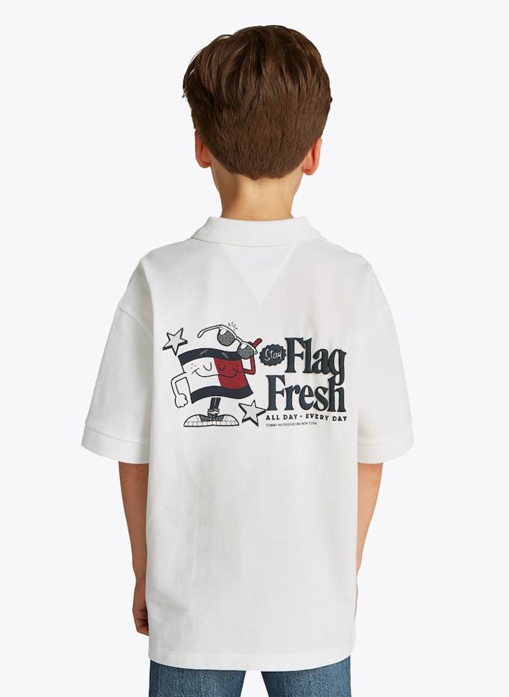 TOMMY HILFIGER Youth Flag Fun Short Sleeve Regular Polo T-Shirt  - Image 2