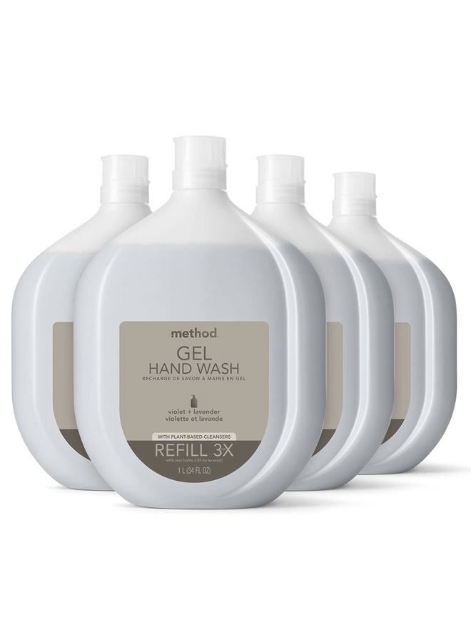 Method Premium Gel Hand Soap Refill, Violet + Lavender, Recyclable Bottle, Biodegradable Formula, 34 fl oz (Pack of 4) - Image 1